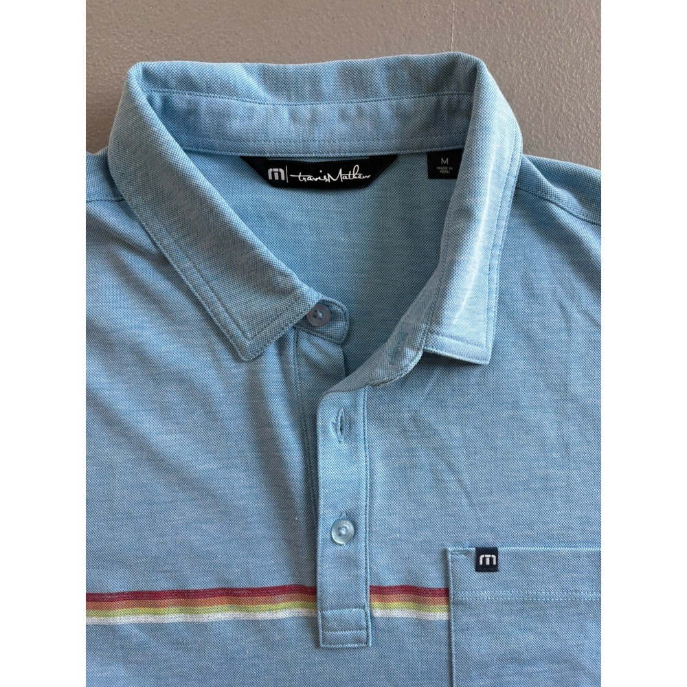 Travis Mathew Cabana Chest Stripe Polo Shirt Size Medium Heritage Blue Golf - Picture 11 of 12
